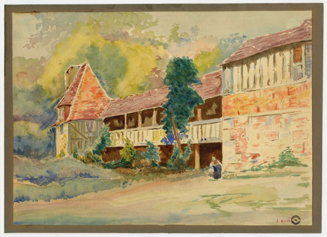 Maison à pans de bois, environs de Lisieux (Château d'Ouilly-le-Vicomte ?), par A. Morin