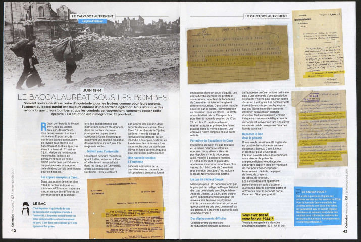 Le Calvados autrement / un peu d'histoire : juin 1944, le baccalauréat sous les bombes