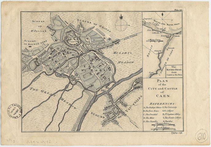 Plan of the city and castle of Caen
