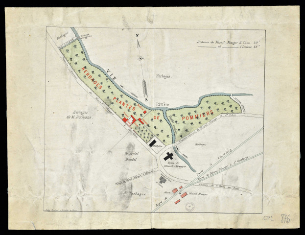 Plan d'herbages plantés de pommiers à Mesnil-Mauger
