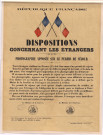 Affiche réglant les dispositions relatives aux permis de séjour des étrangers résidant en France.