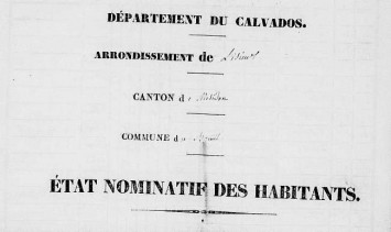 État nominatif des habitants d'une commune d' l'arrondissement de Lisieux