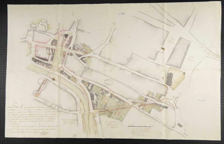 Plan de l'emplacement de l'ancienne porte au berger de la ville de Caen et de ses abords
