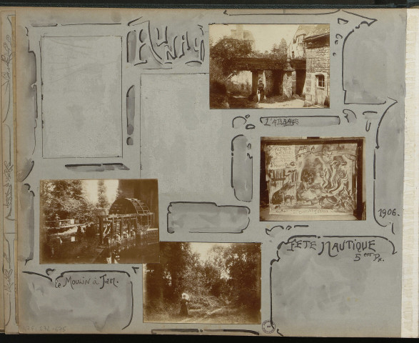 Aunay-sur-Odon : abbaye, moulin à tan, bois (et fête nautique ?) (photos n°672 à 674)