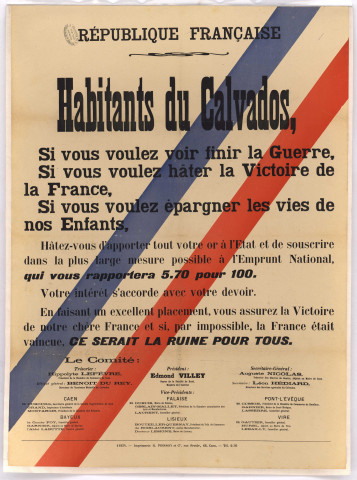 Affiche appelant à la souscription à l’emprunt de la défense nationale.