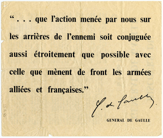 Discours du Général De Gaulle du 6 juin 1944.