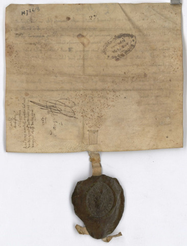 Le doyen et le chapitre de Bayeux vendent à Enguerrand de Villers la terre du Caisnet, avec le sceau du chapitre de Bayeux