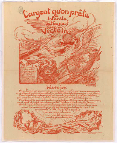 Affiche illustrée appelant à la souscription au troisième emprunt de la défense nationale.