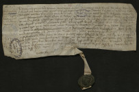 Vidimus de la charte de confirmation d'Henri II par le garde du sceau des obligations de la vicomté de Condé-sur-Noireau, avec son sceau bien conservé