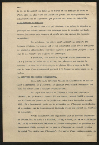 1939. Rapports du préfet Peretti de la Rocca
