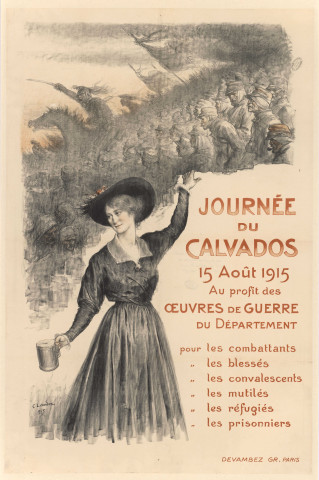 Affiche annonçant la journée du Calvados au profit des oeuvres de guerre (1915).