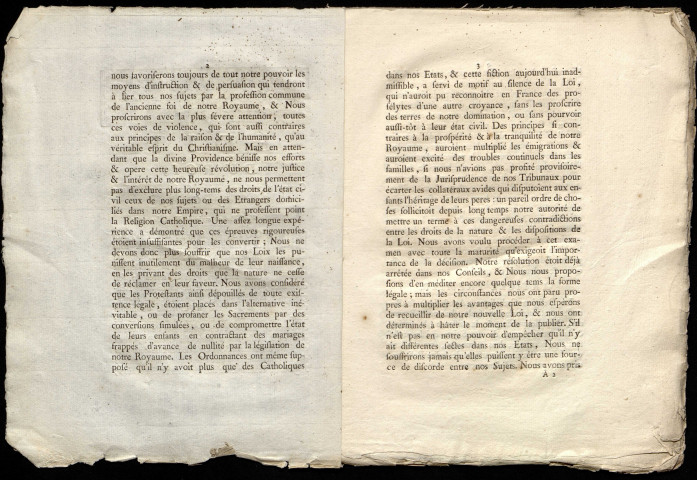 Edit de Tolérance, ou "Edit du roi concernant ceux qui ne font pas profession de la religion catholique''