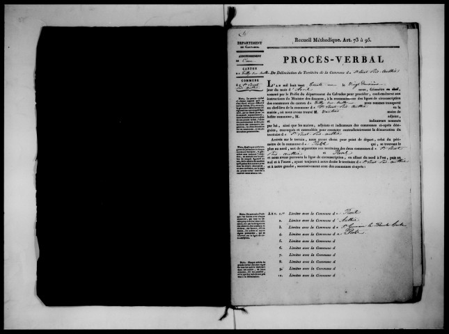 Commune de Saint-Louet-près-Authie : procès-verbal de délimitation du territoire.