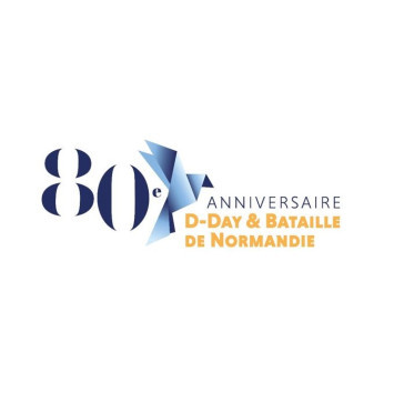 Logo du label lié au 80e anniversaire du Débarquement et de la Bataille de Normandie attribué par la Région Normandie