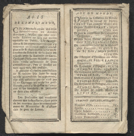 Sept exemplaires de l'Almanach de la ville de Caen, par les imprimeurs Chalopin.