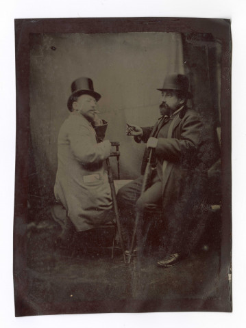 Ferrotype de Gustave Roche posant avec un autre homme non identifié