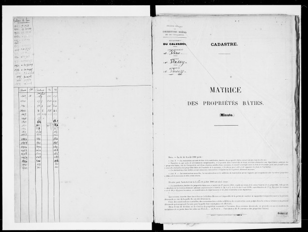 matrice cadastrale des propriétés bâties, 1911-1965, 1er vol. (cases 1-917)