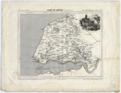 Carte de l'arrondissement du Havre, extraite du Petit Atlas National des arrondissements de France, avec représentation de l'abbaye de Fécamp
