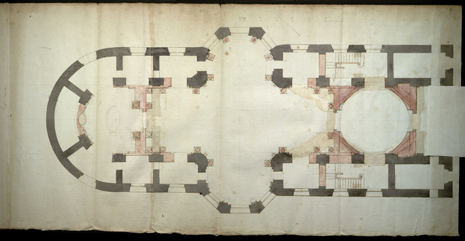 Hôtel de ville du pont Saint-Pierre (1426-1756) ; Bâtiments du pont Saint-Pierre élevés à la place de l'ancien Hôtel de ville (1756-1757) ; Hôtel de ville dans l'hôtel du Grand-Cheval, place Saint-Pierre (1718-1736, 1792-an V) ; Installation de l'Hôtel de ville au séminaire de Caen (1790-an VI) ; Plans [s.d.]