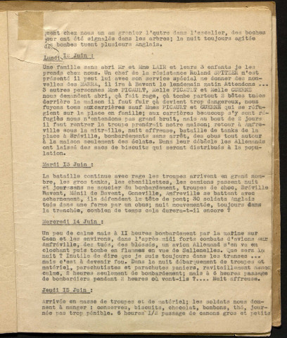 Récit du débarquement du 6 juin au 16 septembre 1944 des troupes anglaises par Jeanne Lucas