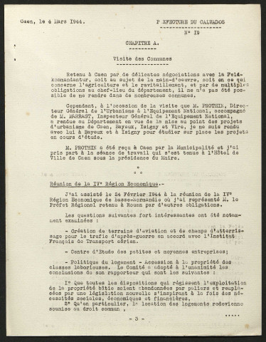 Rapport du préfet Cacaud pour les mois de janvier et février 1944