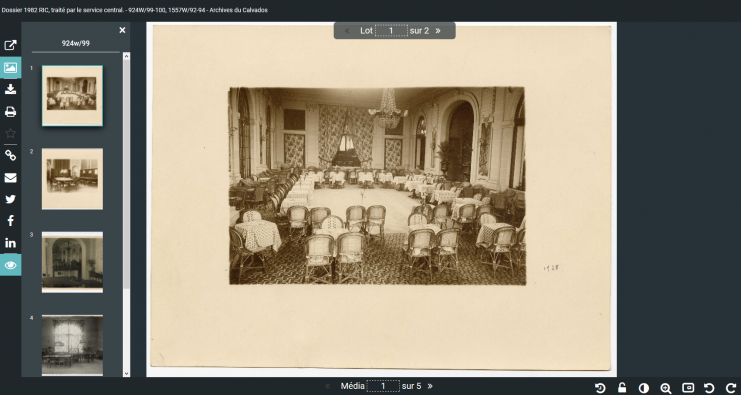 Capture d'écran d'une photographie du casino municipal d'Houlgate associée au dossier de dommage de guerre