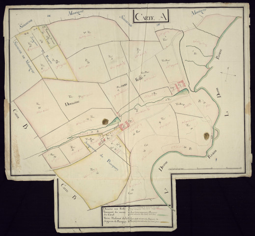 "Domaine non fieffé, tennement du manoir du Coesel, terres relevant de la seigneurie de planquery" (plans n° 66 et 67)