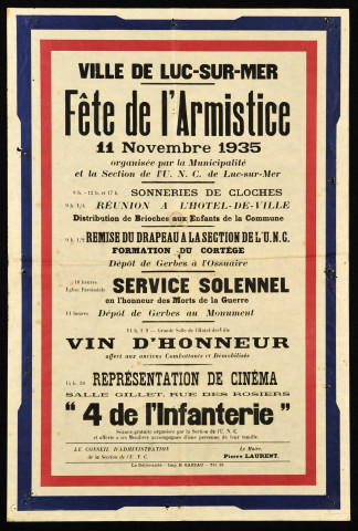 Fête de l'armistice du 11 novembre 1935 : affiche