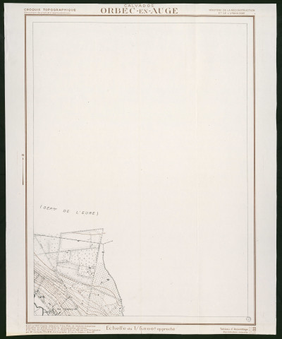 Orbec-en-Auge et Croquis topographique établi en 1950 par, Jacques Hiver