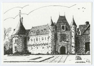 Doc n°20 : Château de Saint-Germain-de-Livet (carte postale reproduisant un dessin à la plume du château du XVe et XVIe siècles).