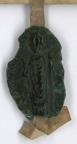 Confirmation de la charte d'Henri II par Robert des Ablèges évêque de Bayeux, avec son sceau bien conservé