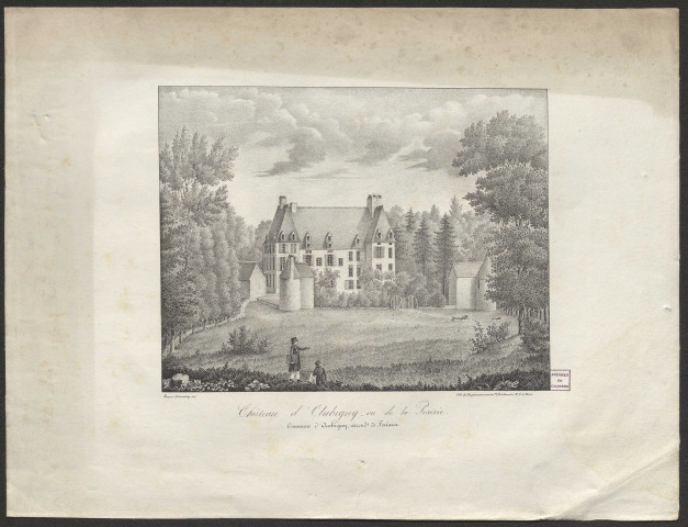 Château d'Aubigny, ou de la Prairie, commune d'Aubigny, arrond(issemen)t de Falaise. Par Fouquet Dulomboy et Engelmann