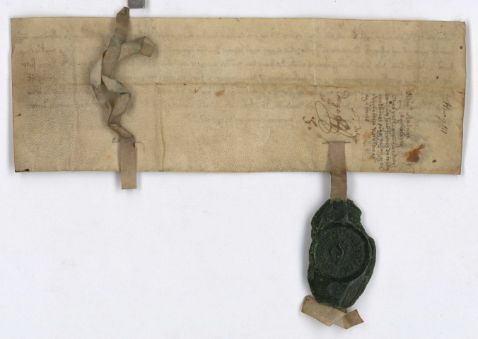 Confirmation de la charte d'Henri II par Robert des Ablèges évêque de Bayeux, avec son sceau bien conservé