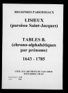Tables des B.M. (1643-1785)