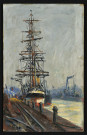 "Port de Caen. Temps gris. La Charlotte", par Géo Lefèvre (Lefèvre, Georges Auguste Eugène, dit)