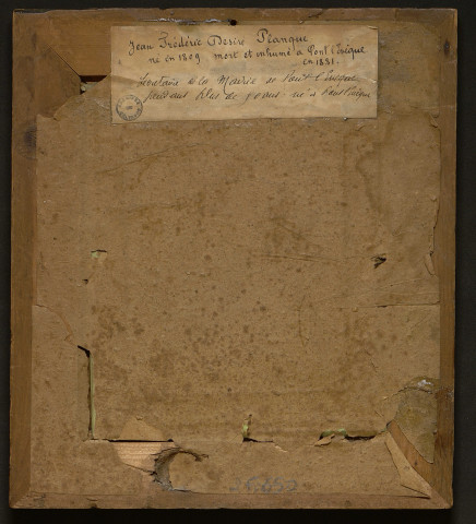 Deux daguerréotypes représentant Jean Frédéric Désiré Planque (Pont-L'Evêque 1809-Pont-L'Evêque1881), secrétaire de mairie pendant plus de 50 ans ainsi que sa femme, Delphine Ariane Ermenoult (1811-Pont-L'Evêque 1882) avec son fils Georges Frédéric Robert Planque (21 janvier 1841-9 août 1913)