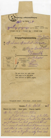 Lettre d'un prisonnier en camp allemand, citations et cartes postales