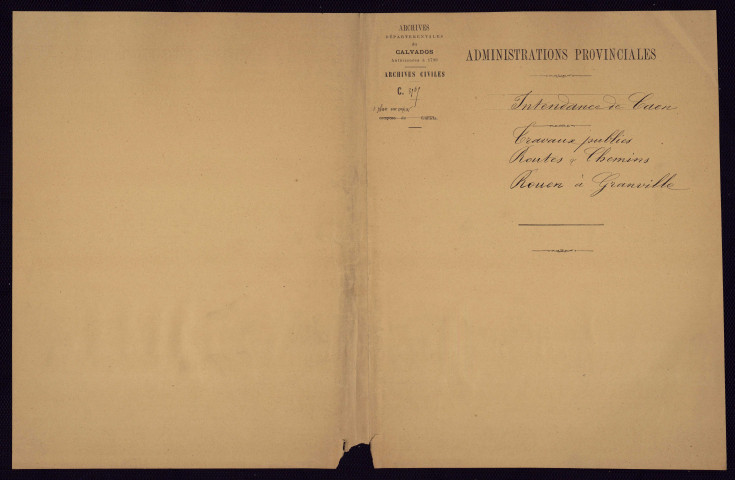 Plan de la traverse du bourg de Troarn, route de Caen à Rouen