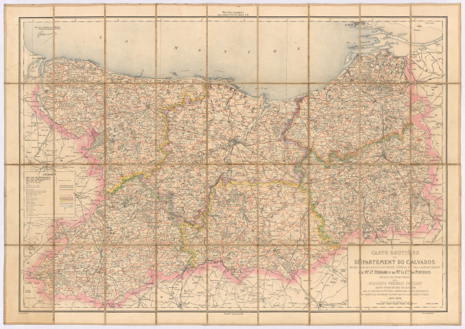 Carte routière du Calvados. J. F. Guillot