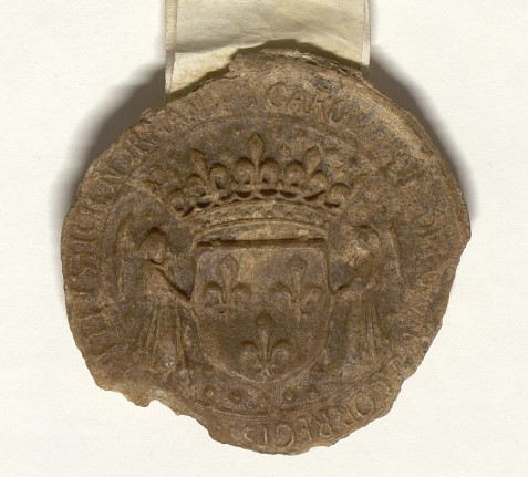Photographie du sceau de Charles IX avec les fleurs de lys caractéristiques des Rois de France