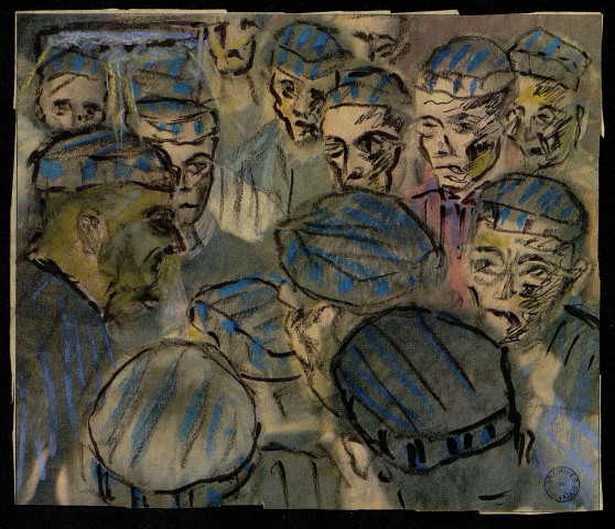 Déportés se concertant dans un train (dessin n°3)