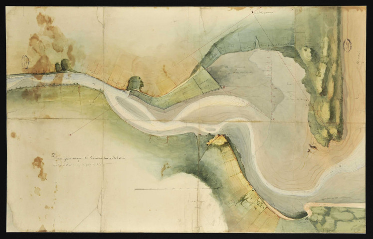 Rectification du cours : plans de l'embouchure de l'Orne vers 1830