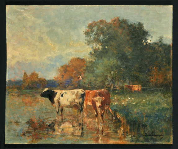 Vaches en bordure d'eau, par Adrien Voisard-Margerie