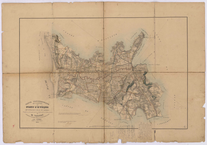 Carte topographique du canton de Pont-l'Evêque par Simon, géomètre en chef du cadastre