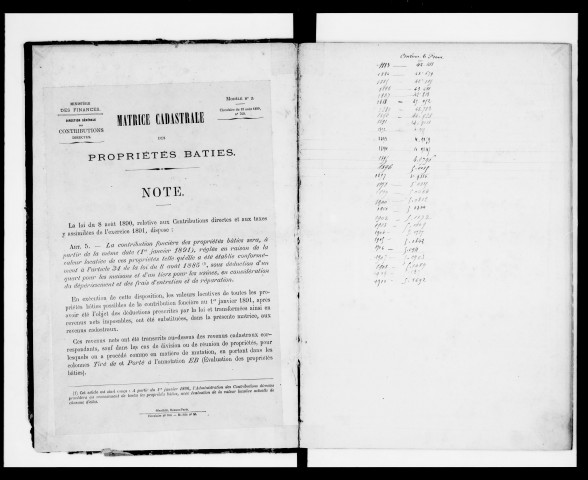 matrice cadastrale des propriétés bâties