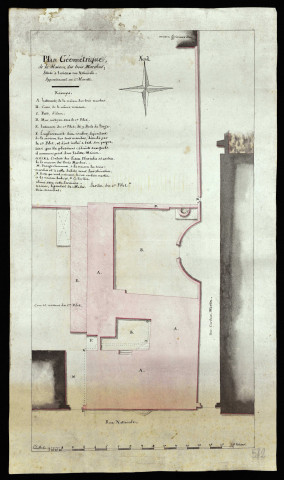 Lisieux : plan géométrique de la maison des trois marches, située rue Nationale