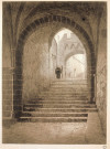 Le Mont St Michel : l'escalier intérieur. Par H. Voisin