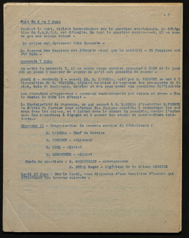 Travaux de déblaiement à Caen du 6 juin au 4 août 1944