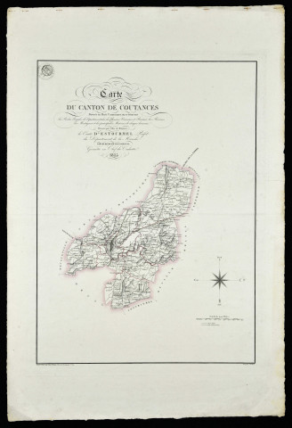 Carte du canton de Coutances (Manche). Bitouzé Dauxmesnil