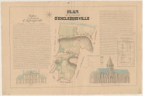 Englesqueville. Carte, notice, école, église, production